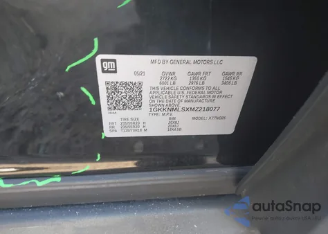 2021 GMC Acadia Fwd Slt z USA, uszkodzony, nr VIN 1GKKNMLSXMZ218077